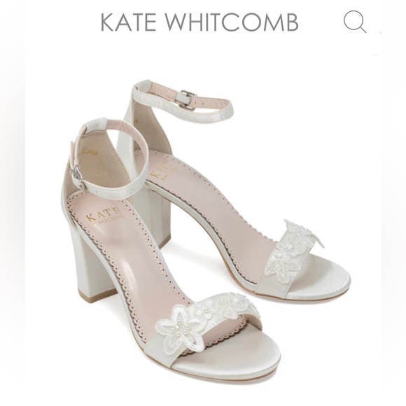 NEW Kate Whitcomb Lia Ivory Wedding Heels 🤍 3 inch lace bridal block heel ✨ - Picture 2 of 5